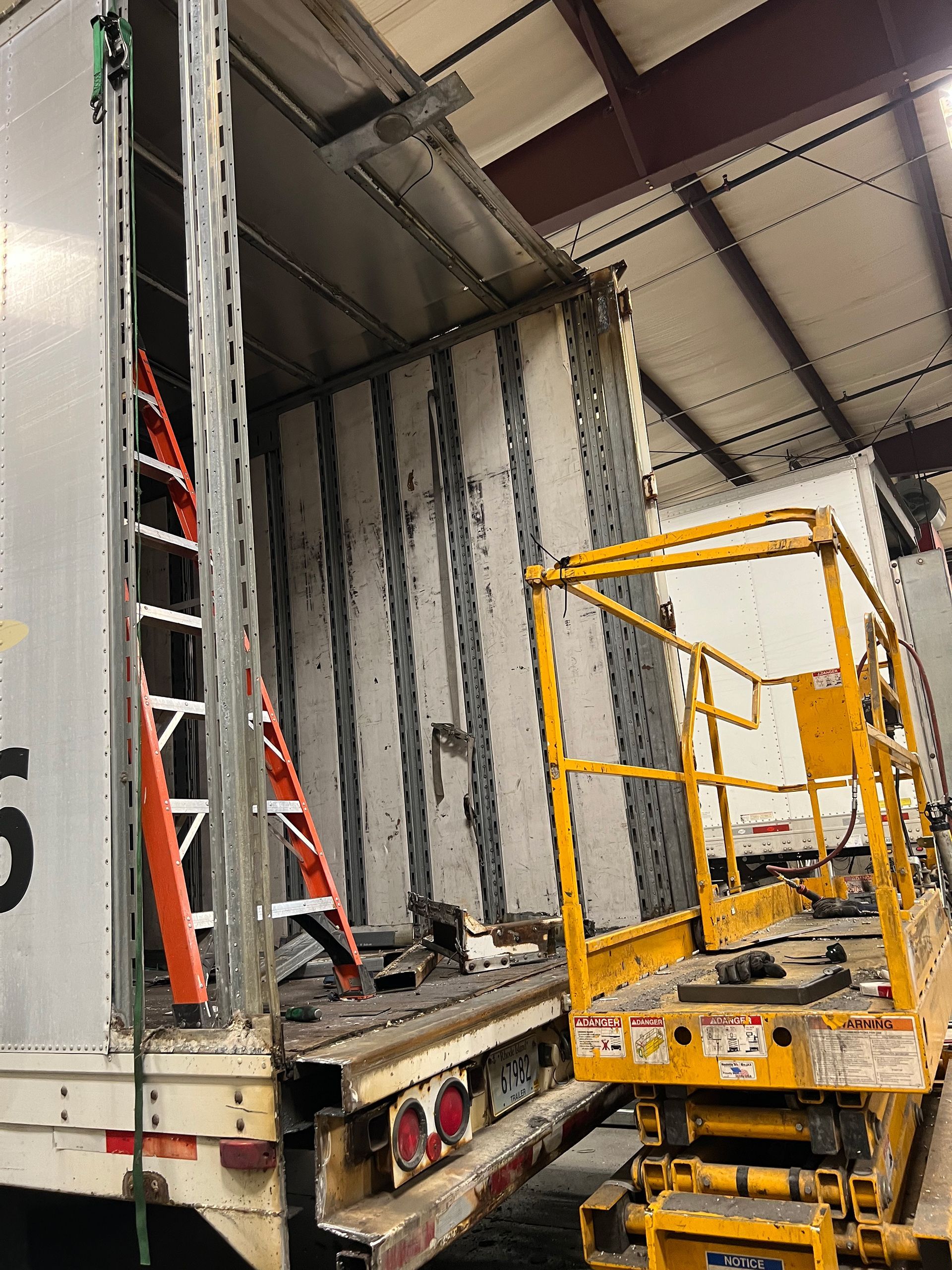 Trailer repair in progress