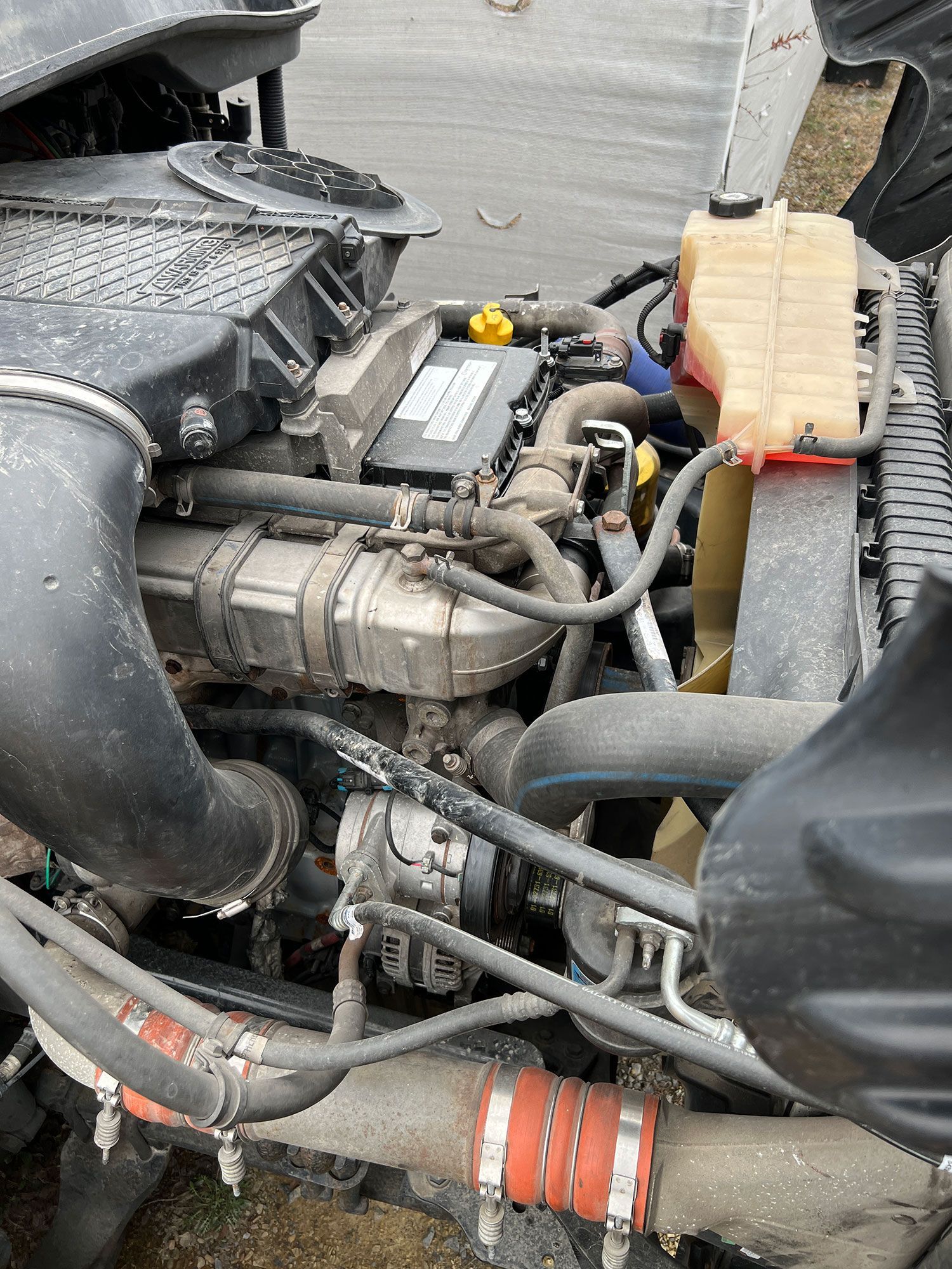 The engine of a truck