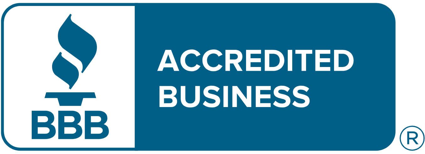 BBB Accredited Business logo, blue and white.