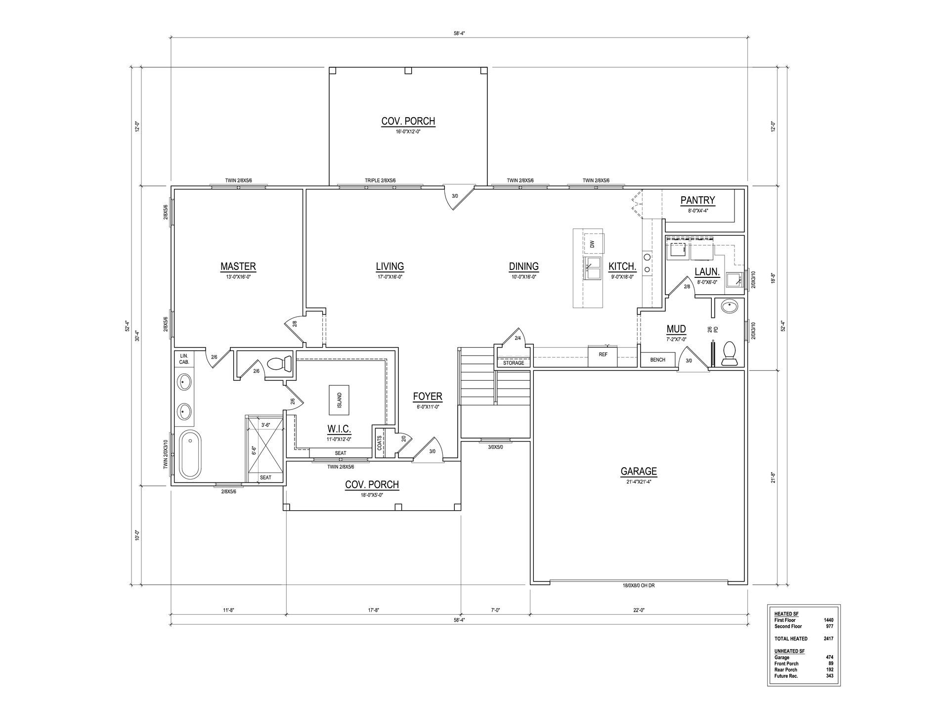 Floor plan of a house with rooms labeled: kitchen, living room, bedrooms, and bathrooms.