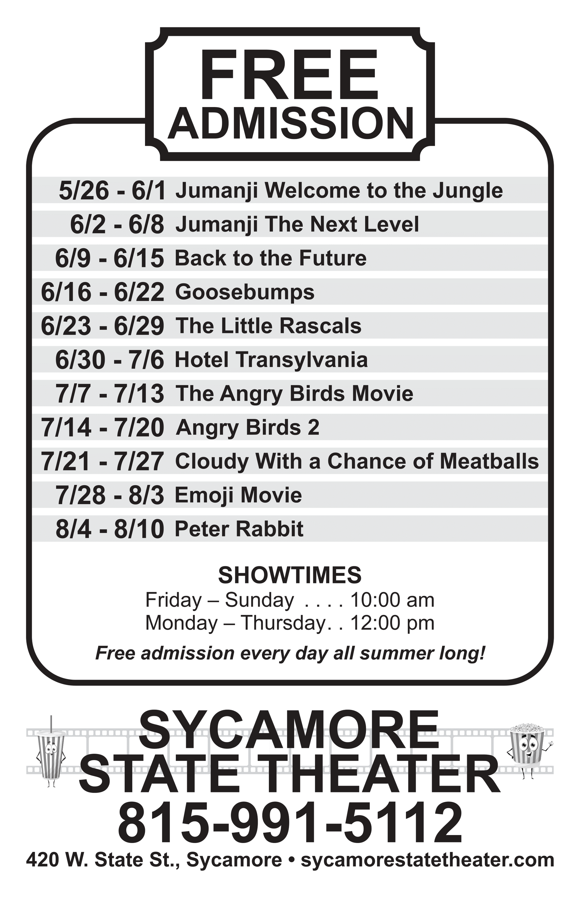Summer 2023 Showtime Schedule