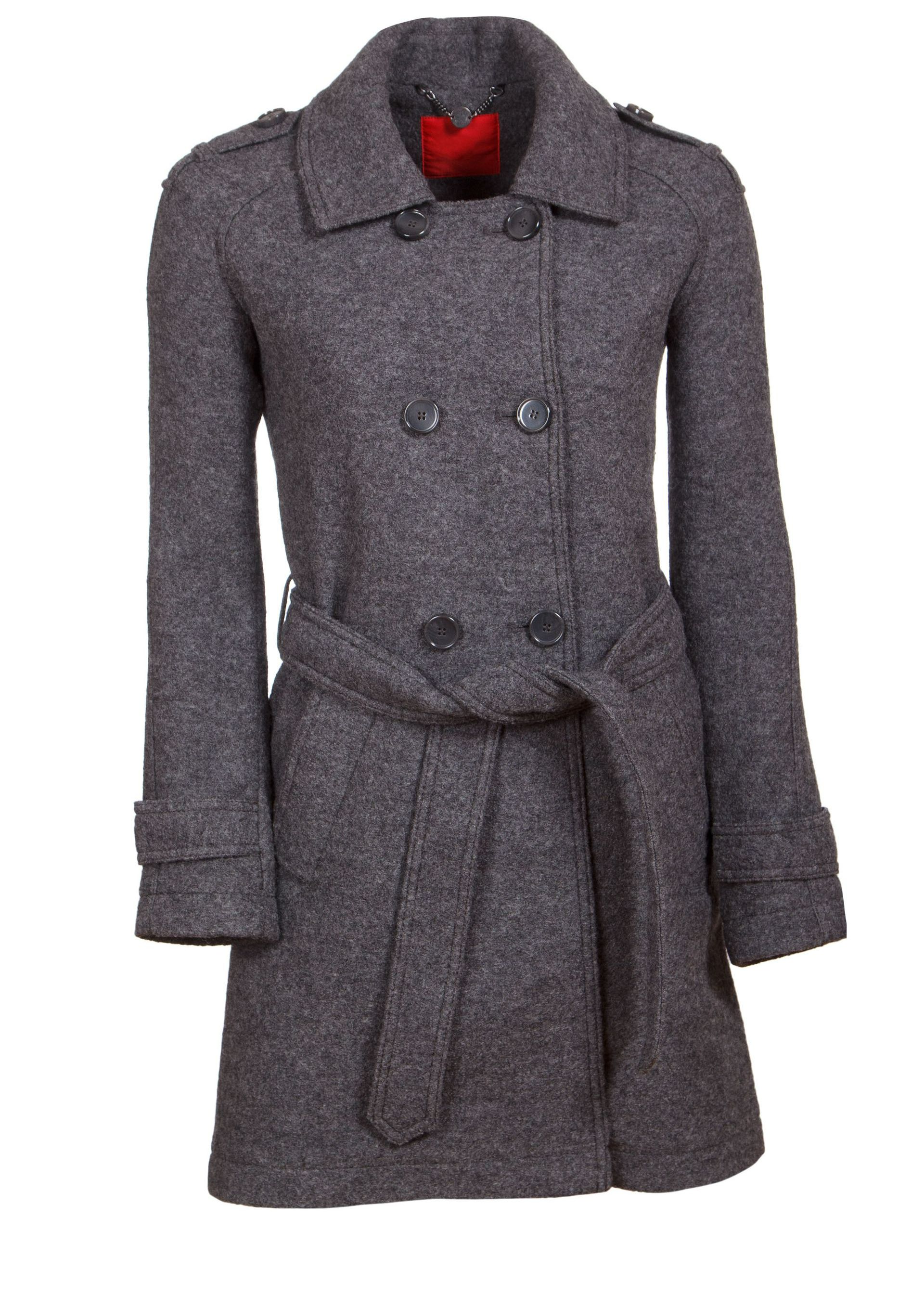 a grey coat made of wool