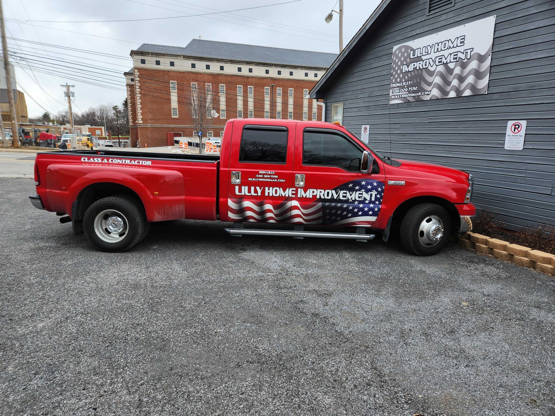 Red pickup truck with 