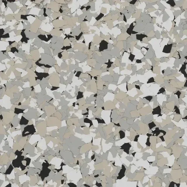 Abstract gray, beige, and white speckled stone or terrazzo surface texture.