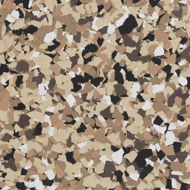 Abstract speckled pattern in beige, tan, white, and dark brown tones.