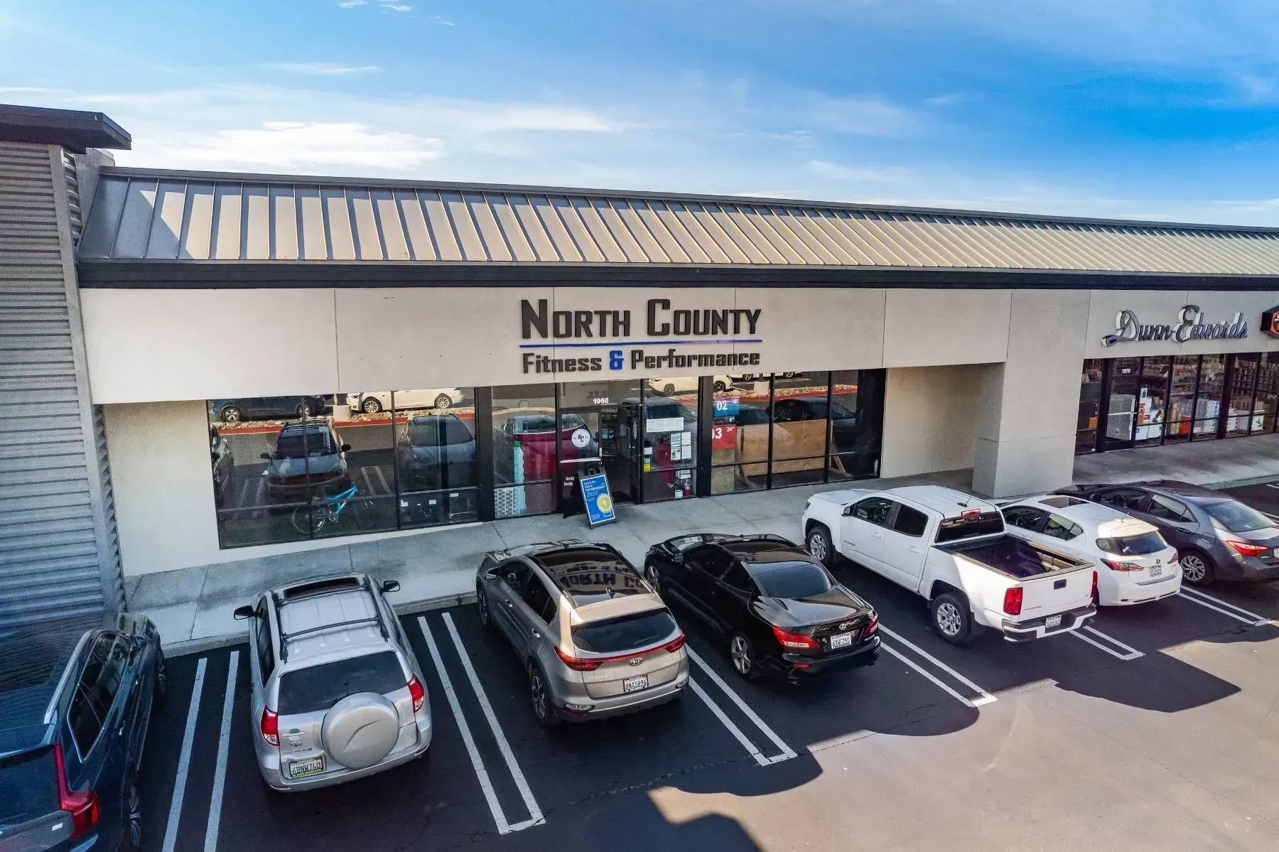 Exterior of a shopping center with 