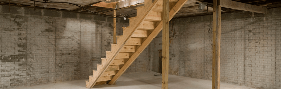 Basement  with wooden steps