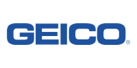 GEICO logo in blue letters on a white background