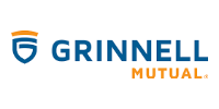 Grinnell Mutual logo in blue and orange on a white background