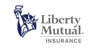 Liberty Mutual Insurance logo in blue and gray with the Statue of Liberty torch icon