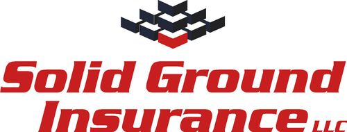 Solid Ground Insurance logo in red and black text with stacked geometric icon above