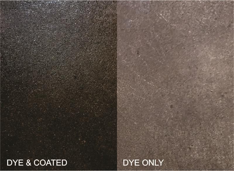 Textured brown surface labeled “DYE & COATED” and “DYE ONLY” at the bottom.