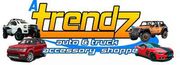 Logo for Trendz auto & truck accessory shop with cars and trucks around stylized text