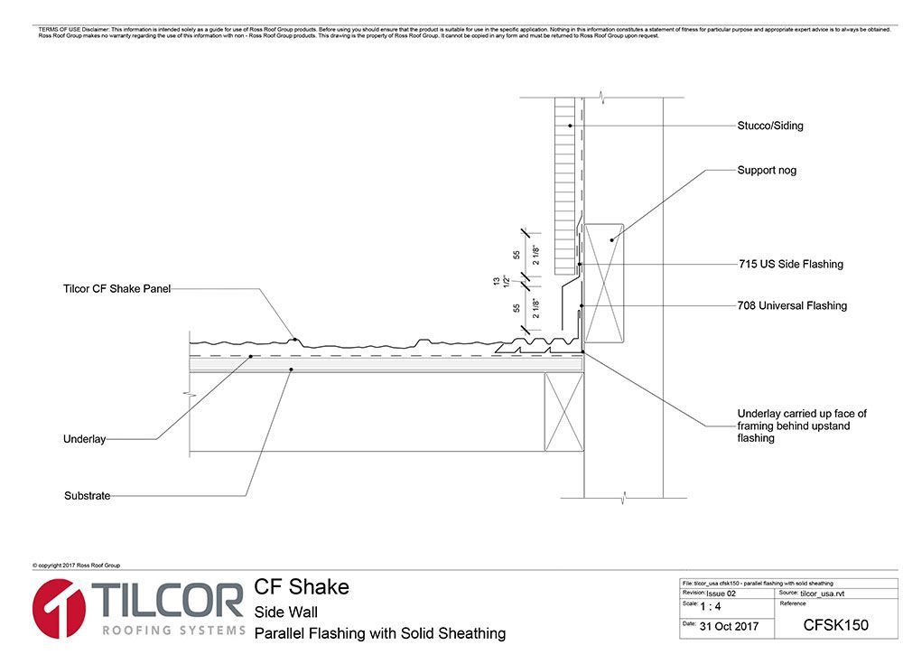 Parallel flashing with solid sheathing