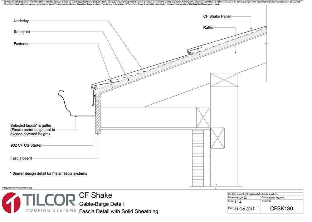 Fascia detail with solid sheathing