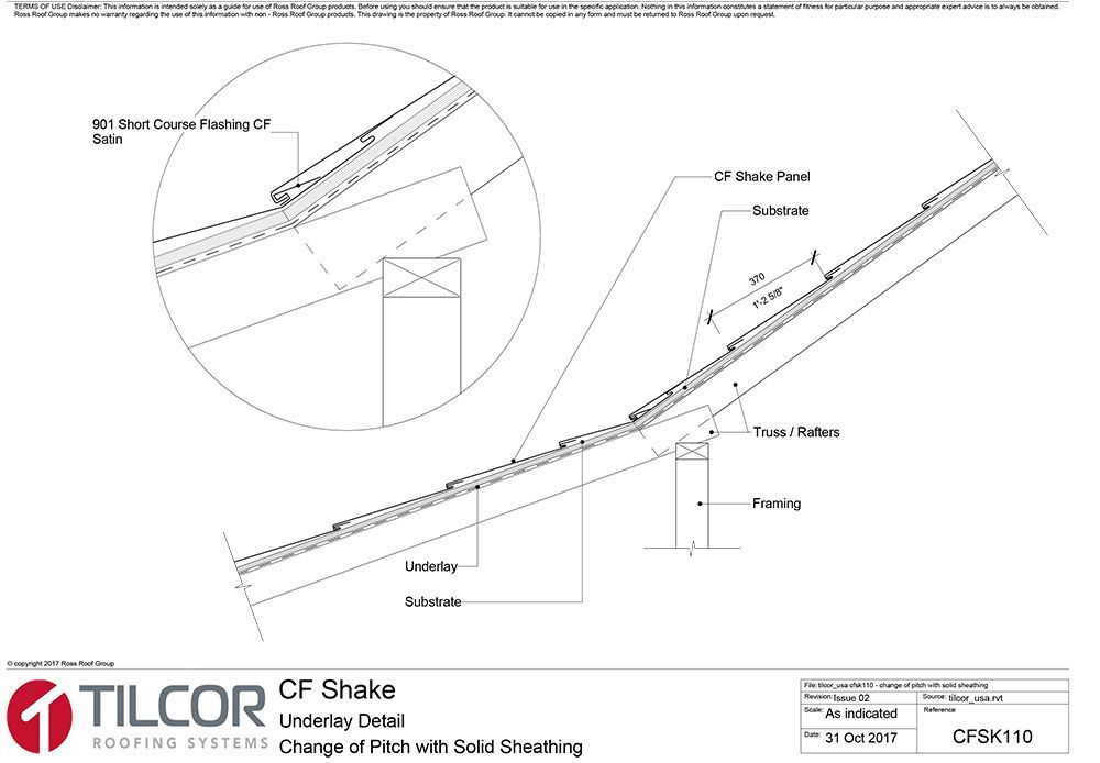 Change of pitch with solid sheathing