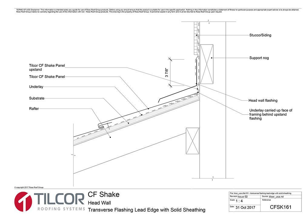 Transverse flashing lead edge with solid sheathing