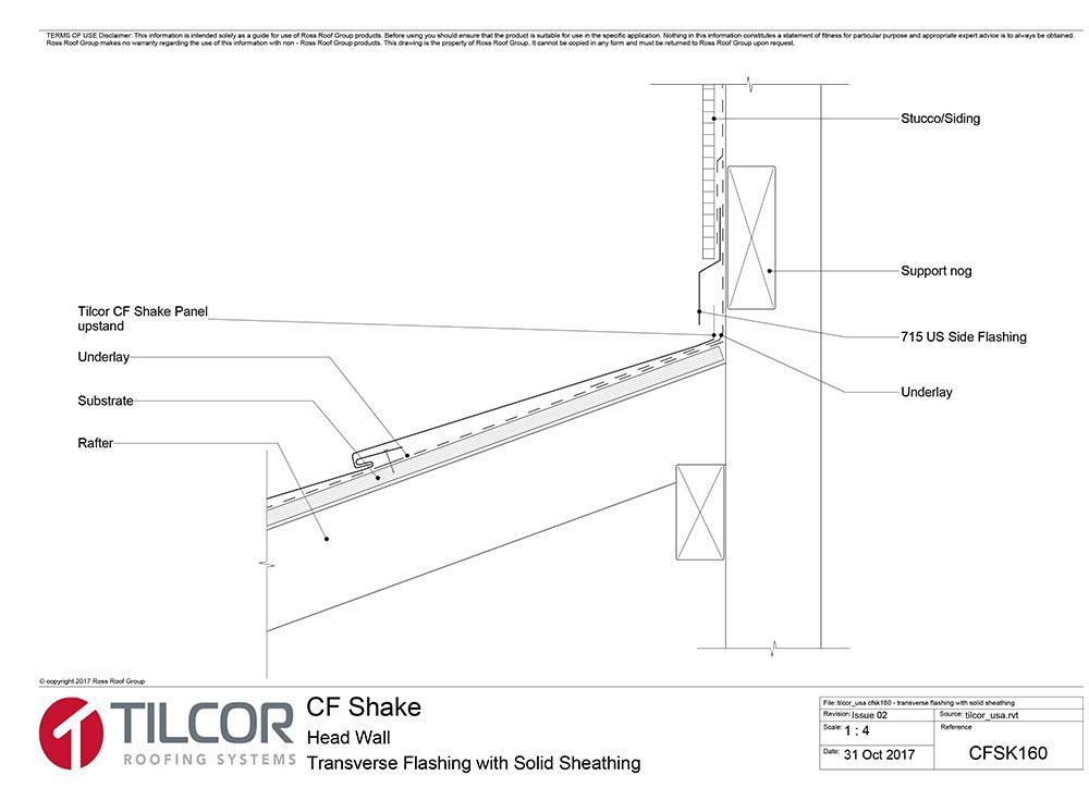 Transverse flashing with solid sheathing