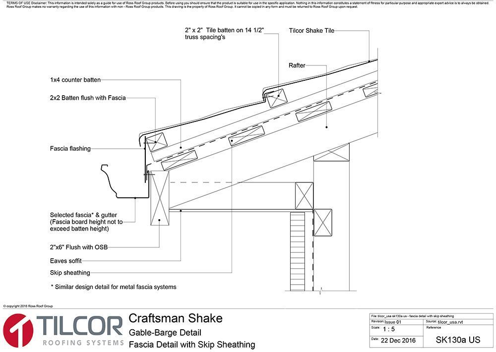 Fascia detail with skip sheathing