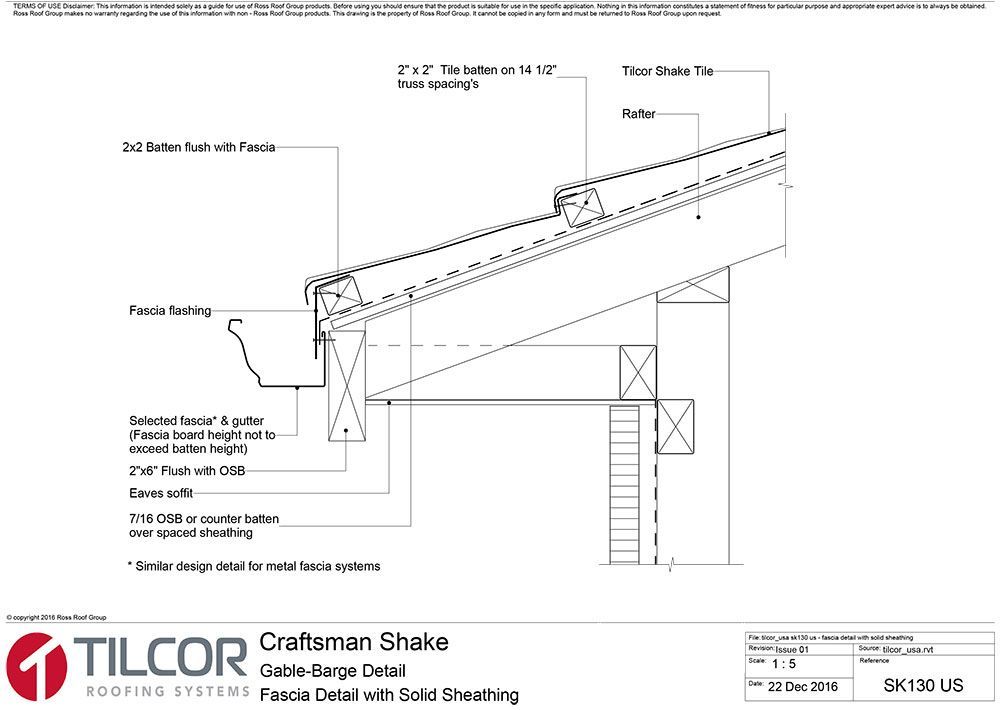 Fascia detail with solid sheathing