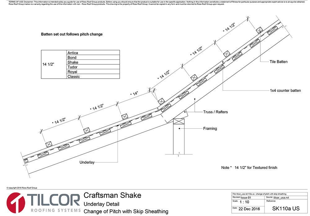 Change of pitch with skip sheathing