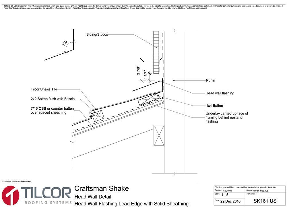Head wall flashing lead edge with solid sheathing