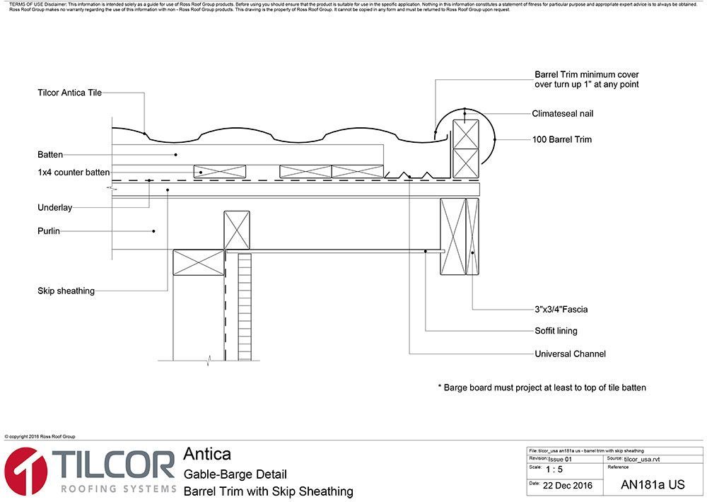 Barrel trim with skip sheathing