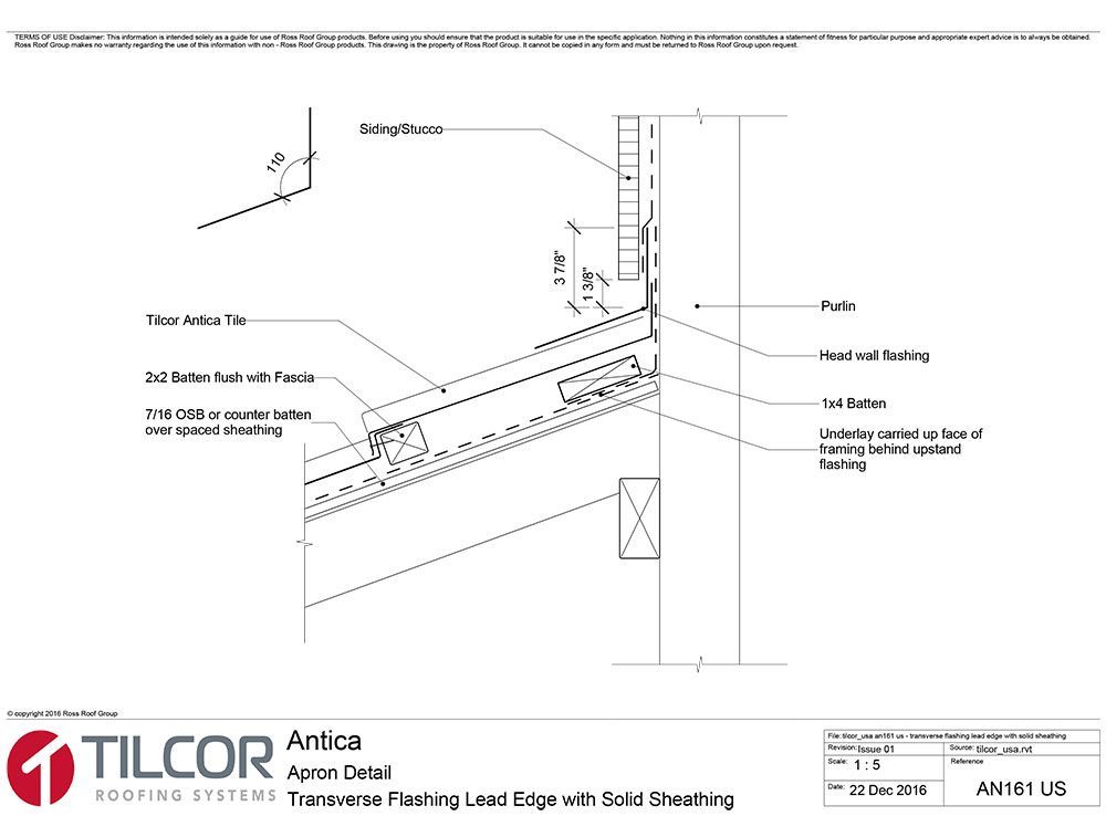 Transverse flashing lead edge with solid sheathing