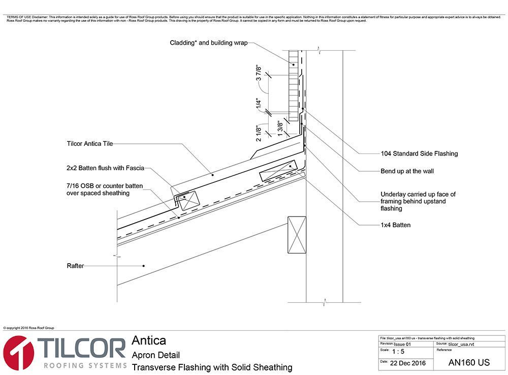 Transverse flashing with solid sheathing