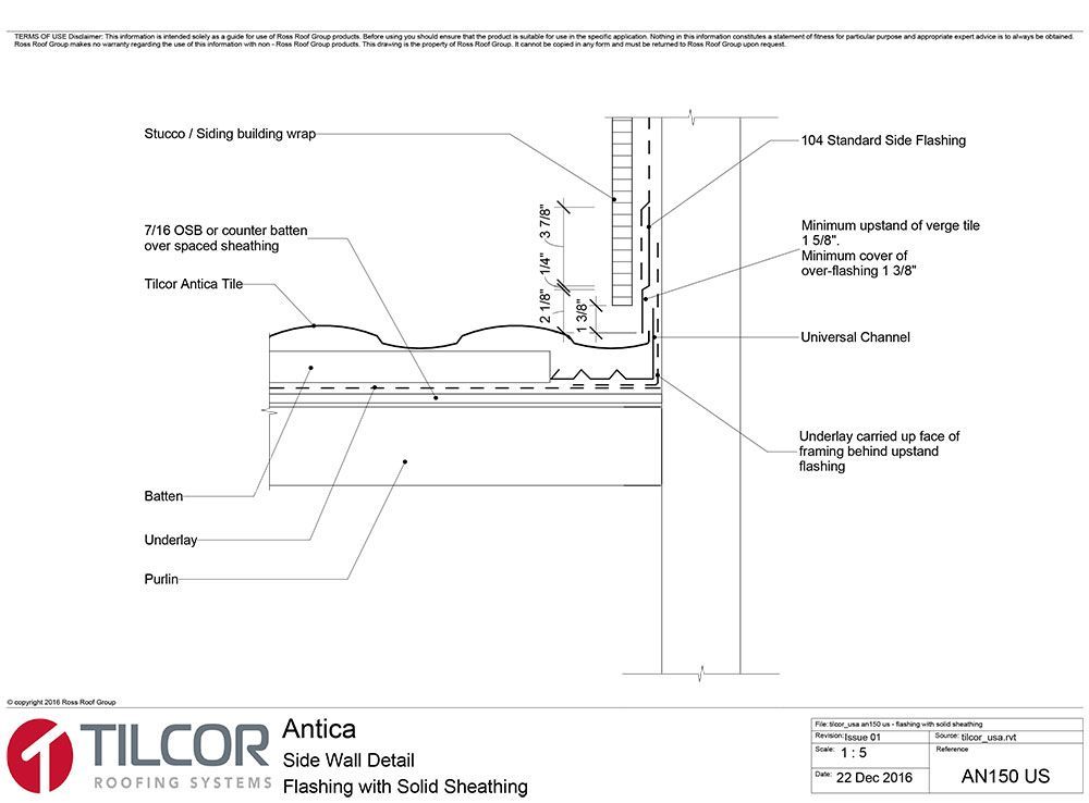 Flashing with solid sheathing