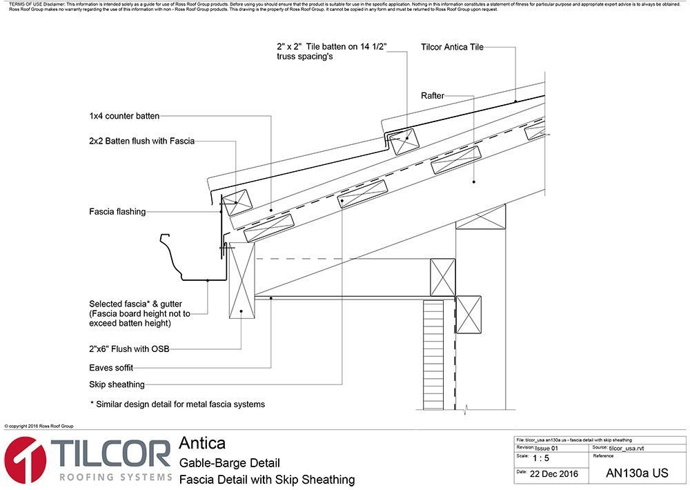 Fascia detail with skip sheathing