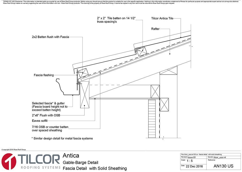 Fascia detail  with solid sheathing