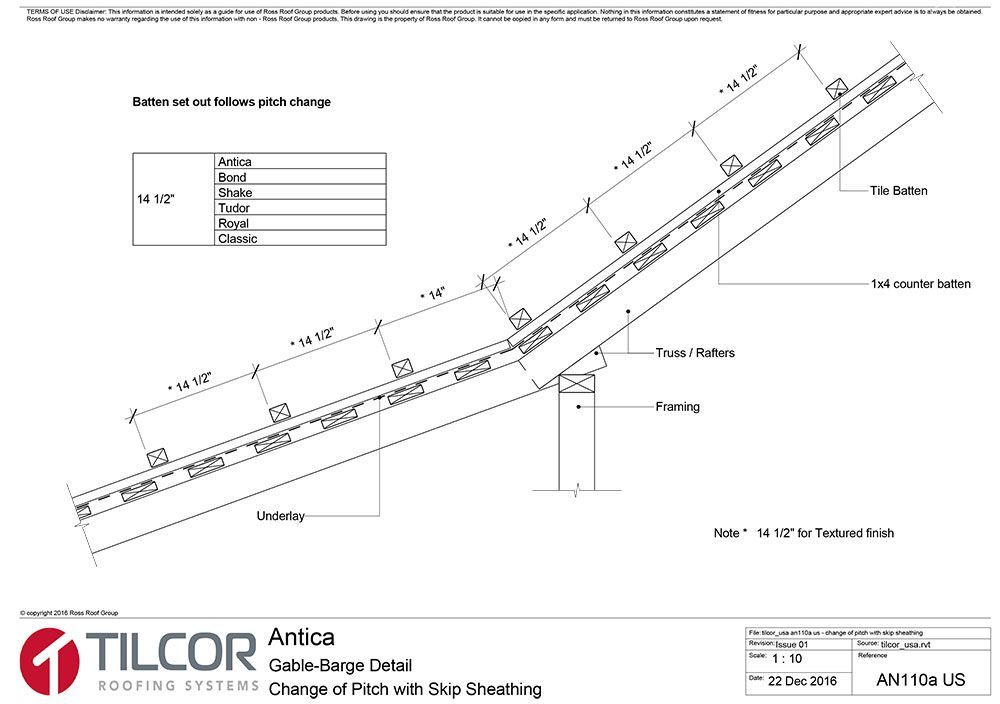 Change of pitch with skip sheathing