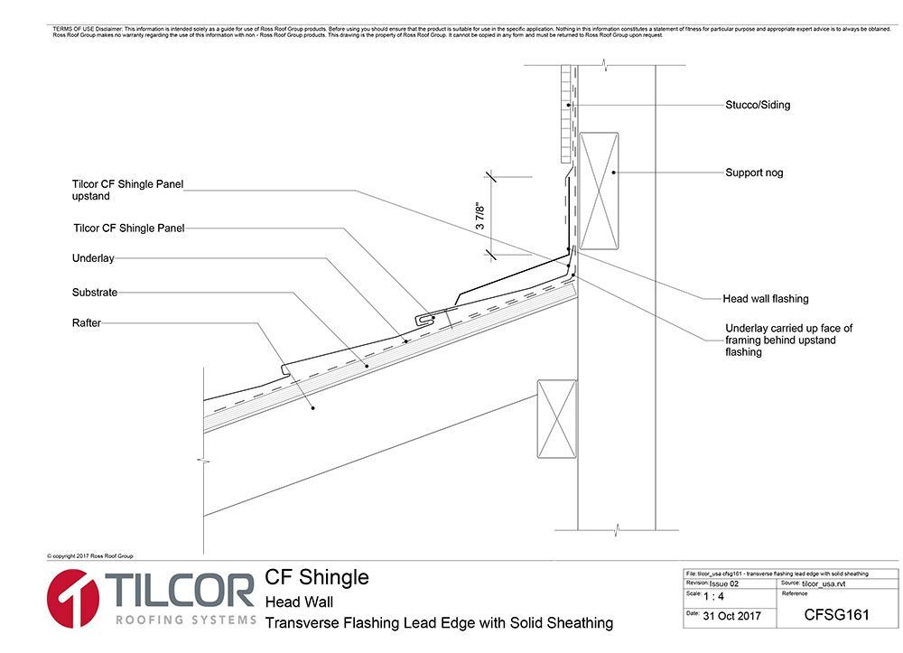 Transverse flashing lead edge with solid sheathing