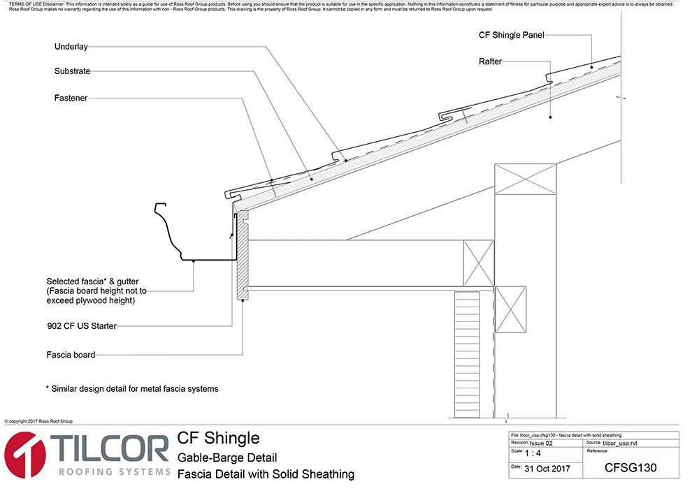 Fascia detail with solid sheathing