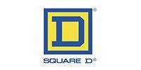 Square D logo: yellow D in blue square with blue text on white background