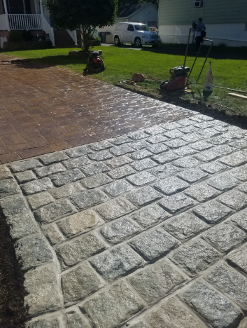 Newly stamped cobblestone