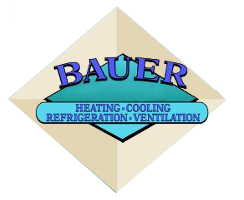 Logo for Bauer, a company that provides heating, cooling, refrigeration, and ventilation services.