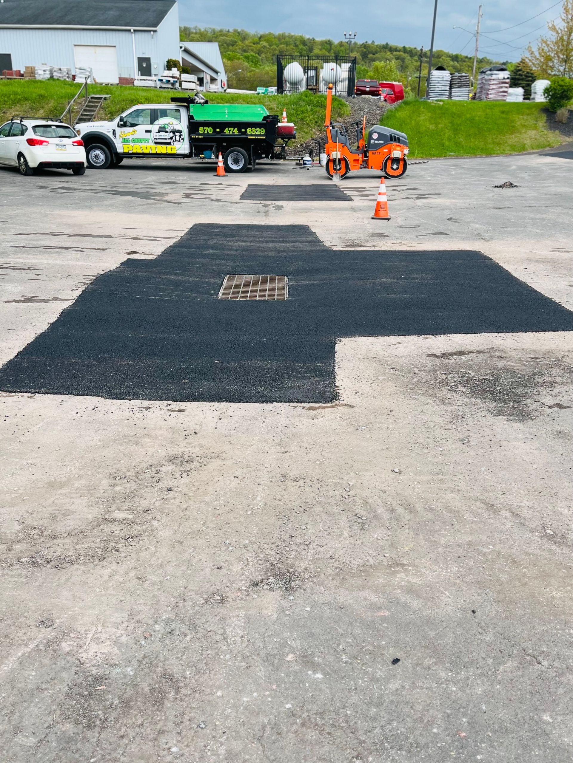 Asphalt repair on the road.