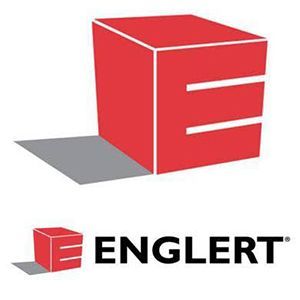 Englert logo with a red 3D cube and bold black wordmark on a white background