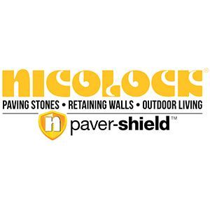 Nicorock logo with “paver-shield” and tagline: paving stones, retaining walls, outdoor living