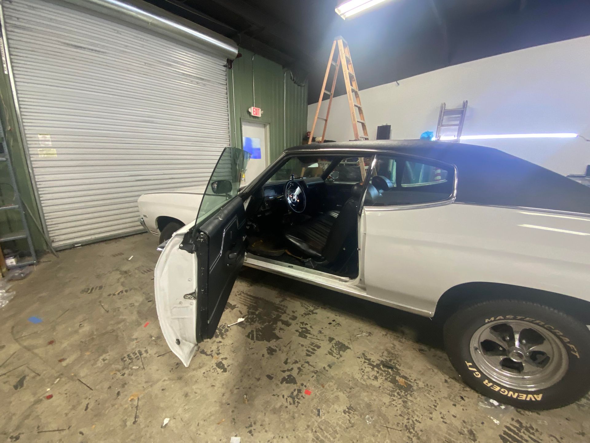 white old school car