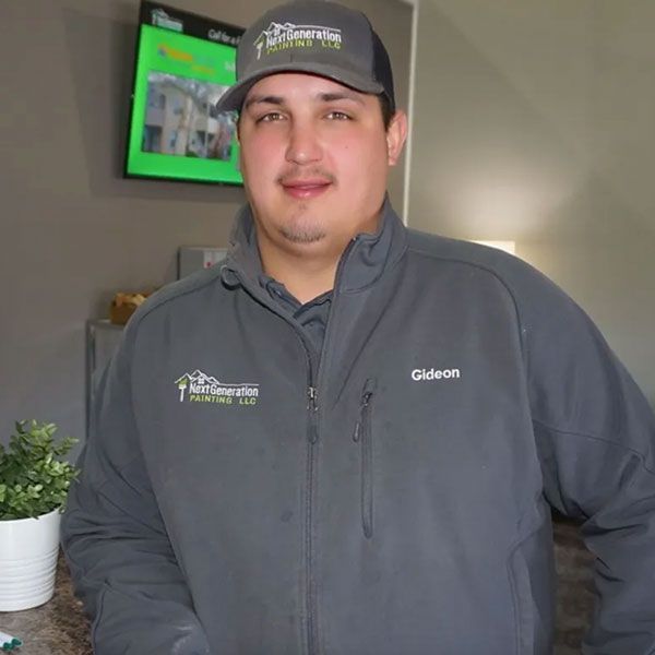 Man in grey jacket and hat smiles. The hat and jacket have 
