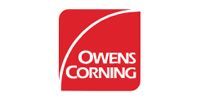 Owens Corning logo: white text on a red, rounded square with a curved line.