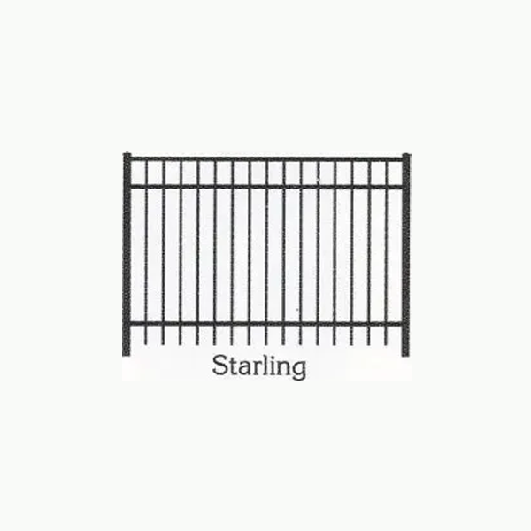 A drawing of a starling fence on a white background.