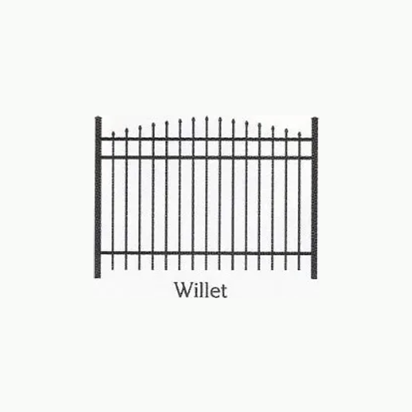 A drawing of a wrought iron fence with the word willet on it.