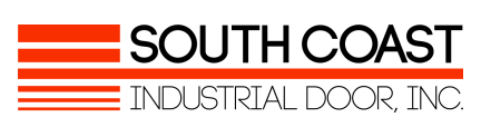 South Coast Industrial Door, Inc. logo with orange stripes and black text
