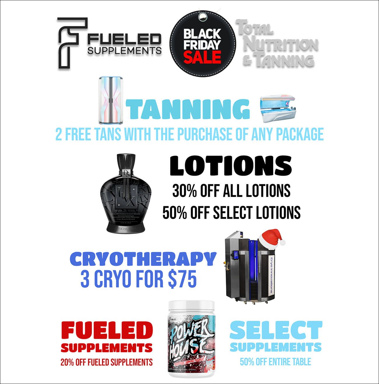 Total Nutrition & Tanning's Black Friday Specials