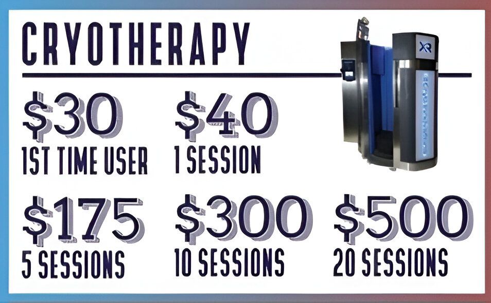 Cryotherapy price board