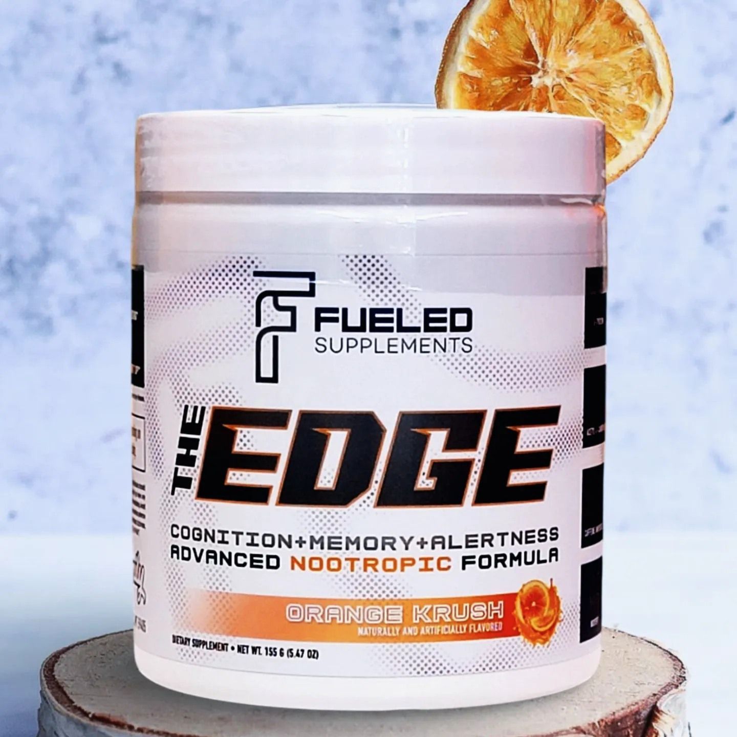 A bottle of fueled supplements called the edge.